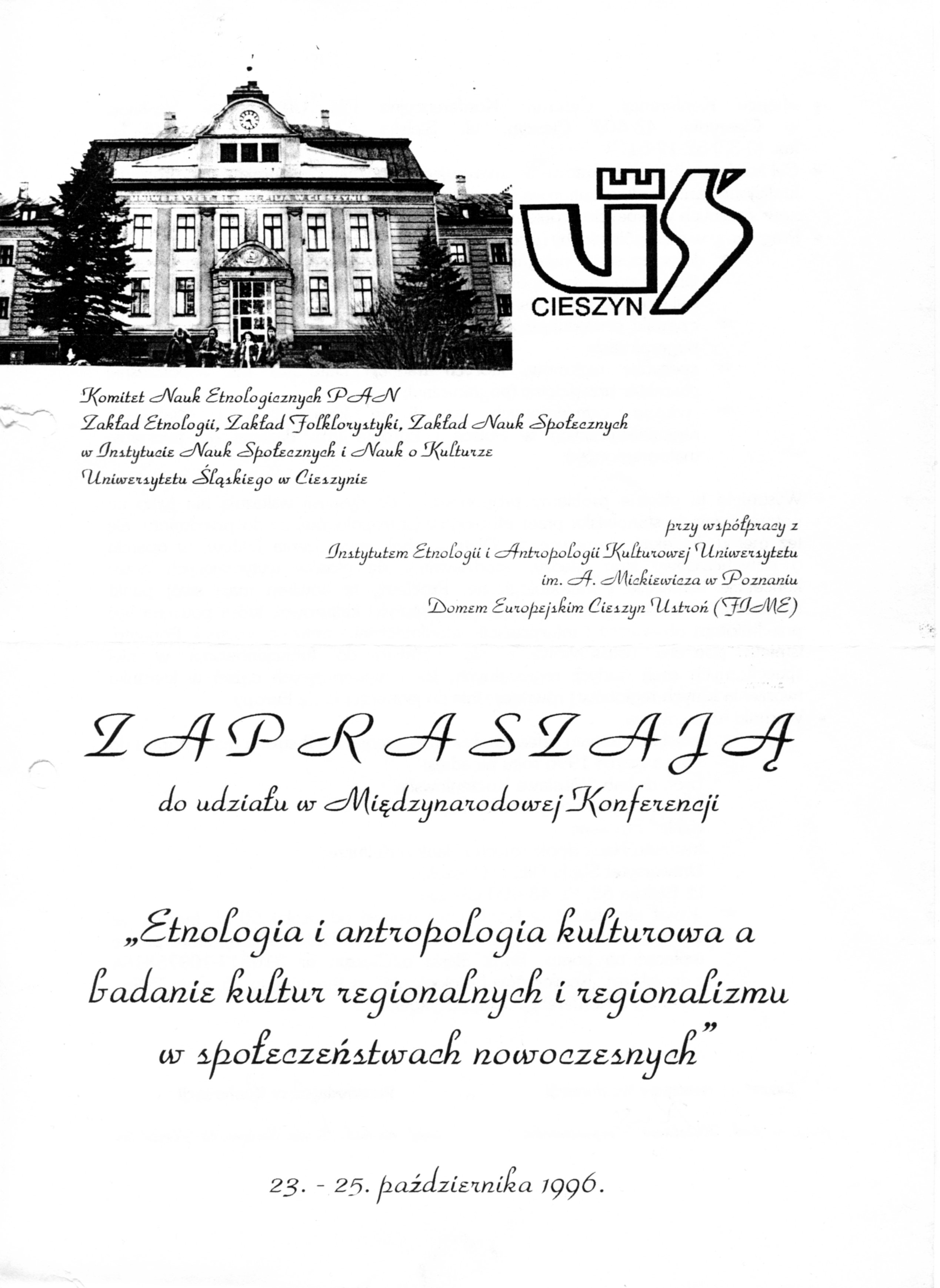 Konferencja-1996-Cieszyn-zaproszenie